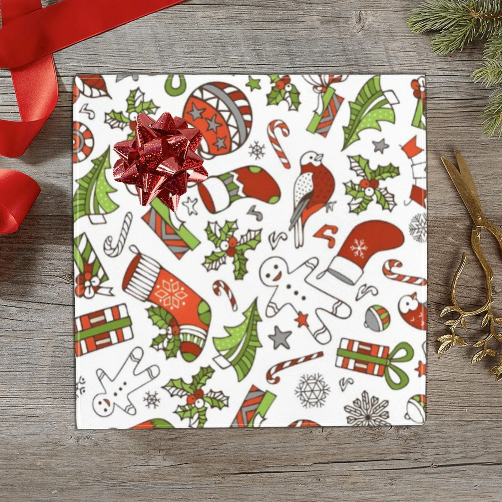 Christmas Wrapping Paper | Holiday Gift Wrap | Ginger Partridge 58" x 23" (1–5 Rolls)