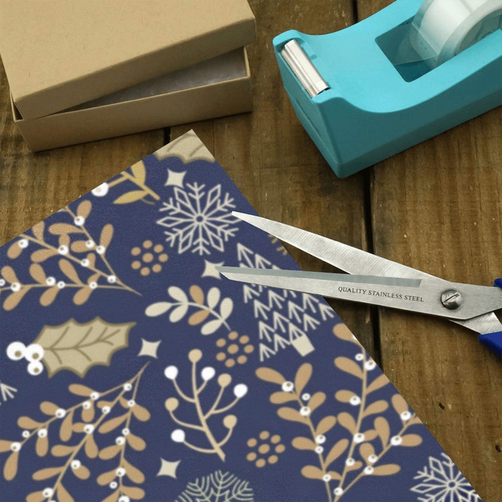 Christmas Wrapping Paper | Holiday Gift Wrap | Gold Leaf 58" x 23" (1–5 Rolls) - Image 3