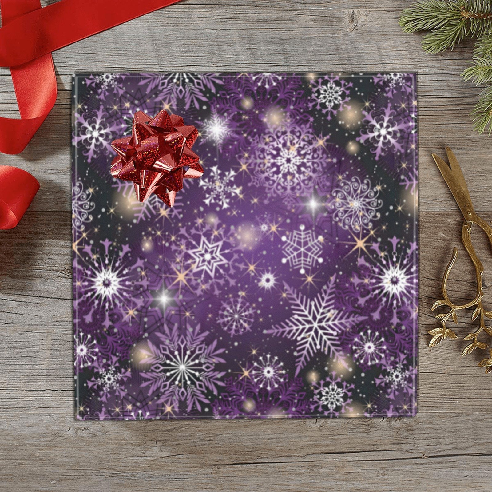Christmas Wrapping Paper | Holiday Gift Wrap | Purple Snow 58" x 23" (1–5 Rolls)