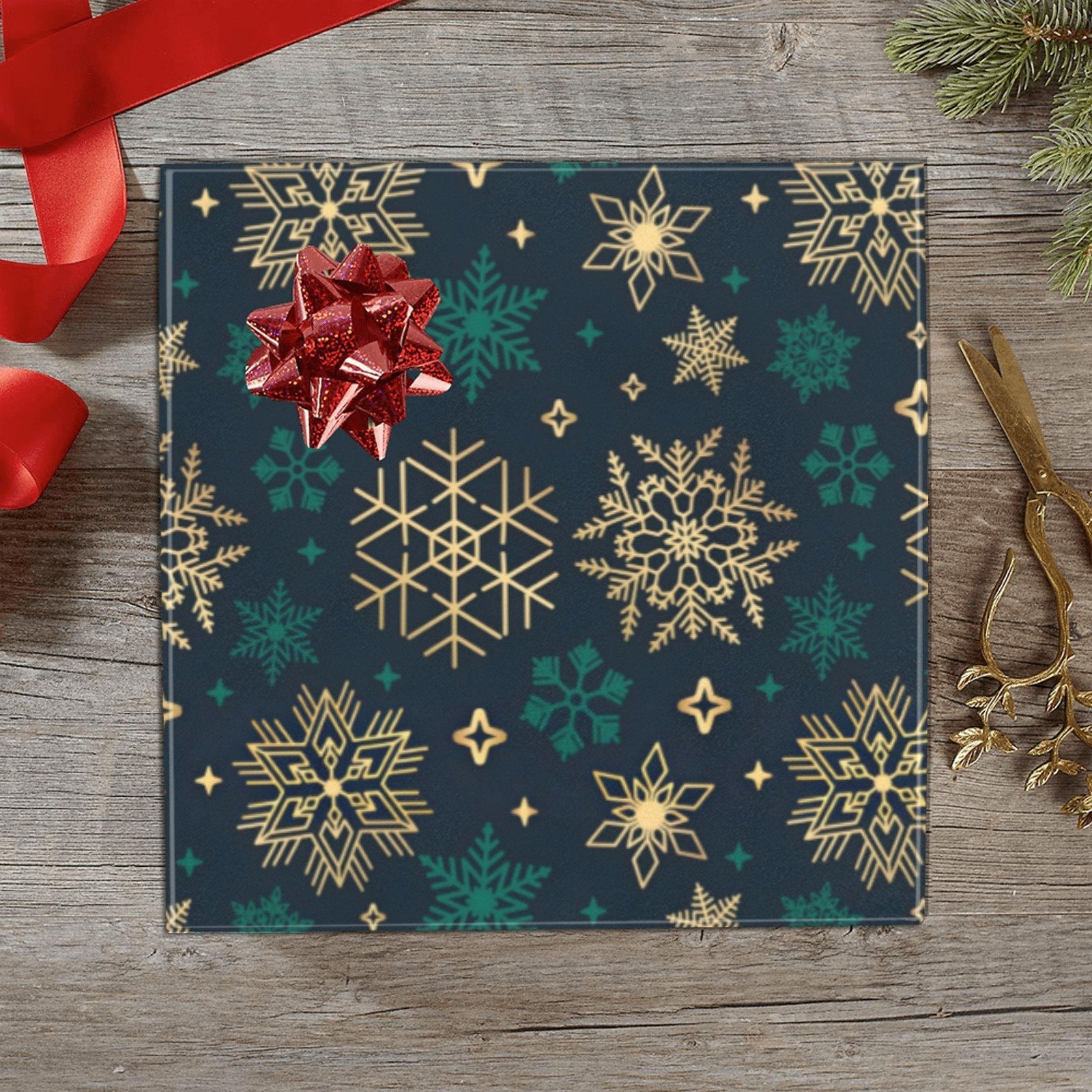 Christmas Wrapping Paper | Holiday Gift Wrap | Green Gold 58" x 23" (1–5 Rolls)