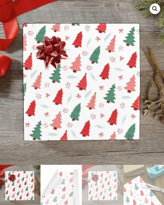 Christmas Wrapping Paper | Holiday Gift Wrap | Trees Bows 58" x 23" (1–5 Rolls) - Image 5