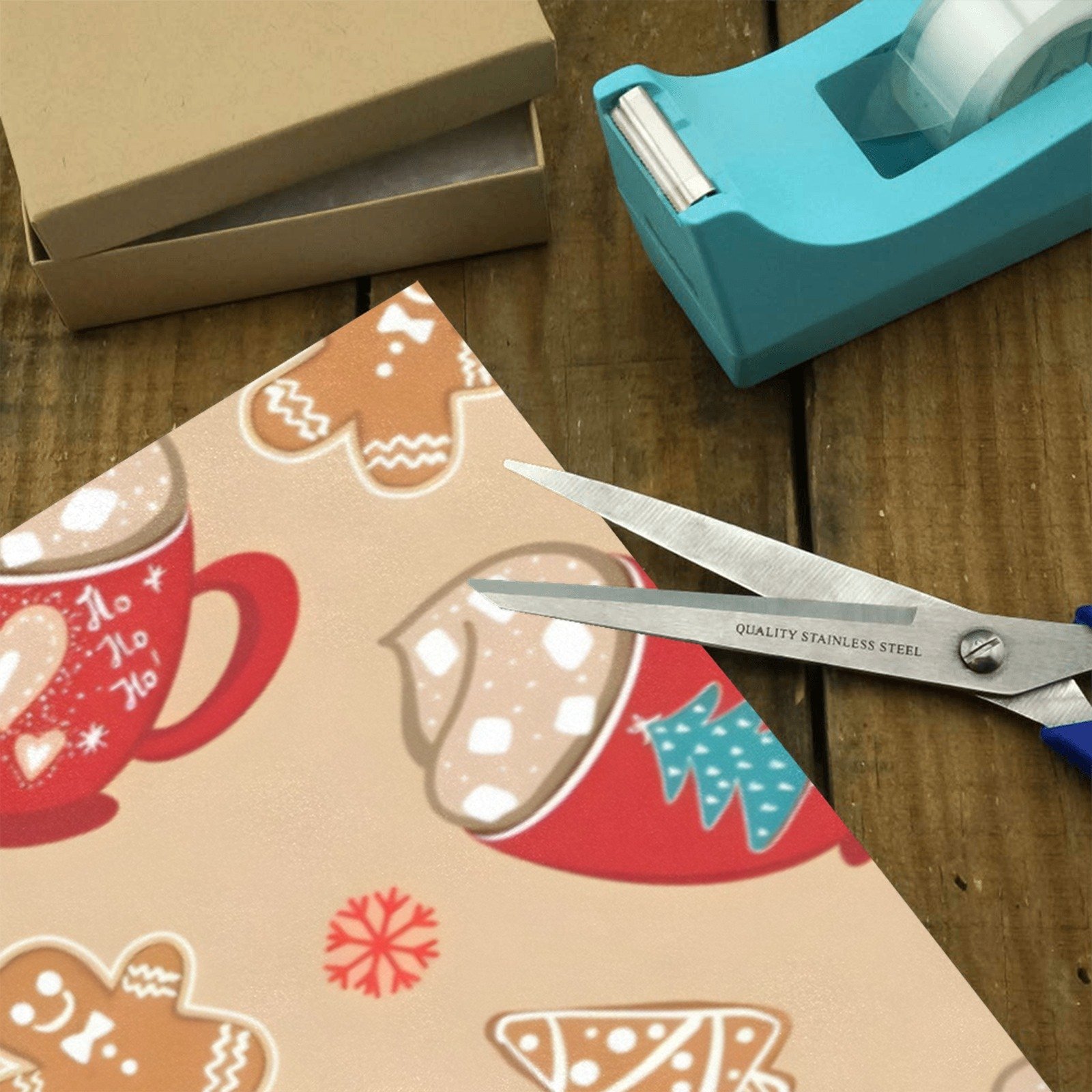 Christmas Wrapping Paper | Holiday Gift Wrap | Mocha 58" x 23" (1–5 Rolls) - Image 3
