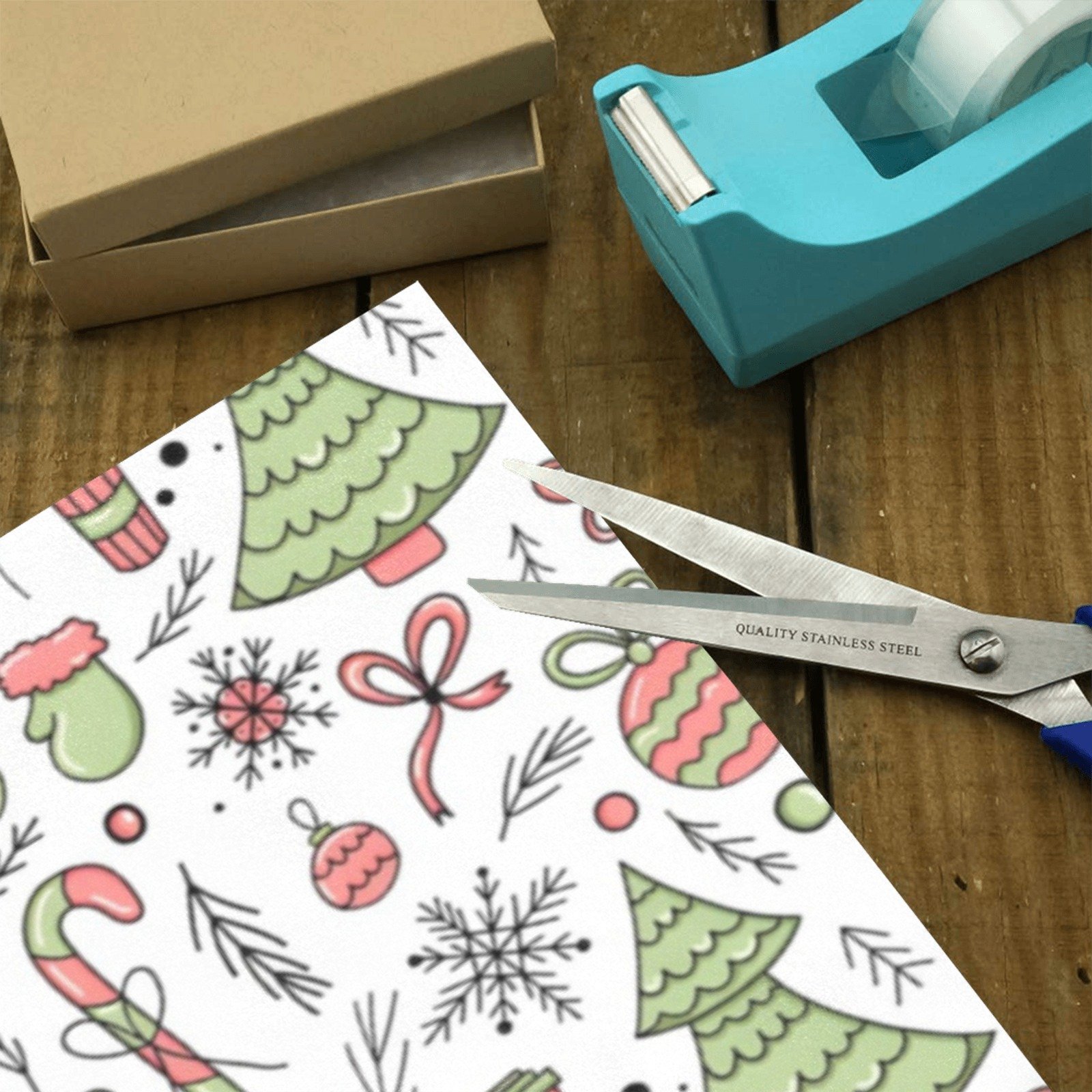 Christmas Wrapping Paper | Holiday Gift Wrap | Latte Forest 58" x 23" (1–5 Rolls) - Image 3