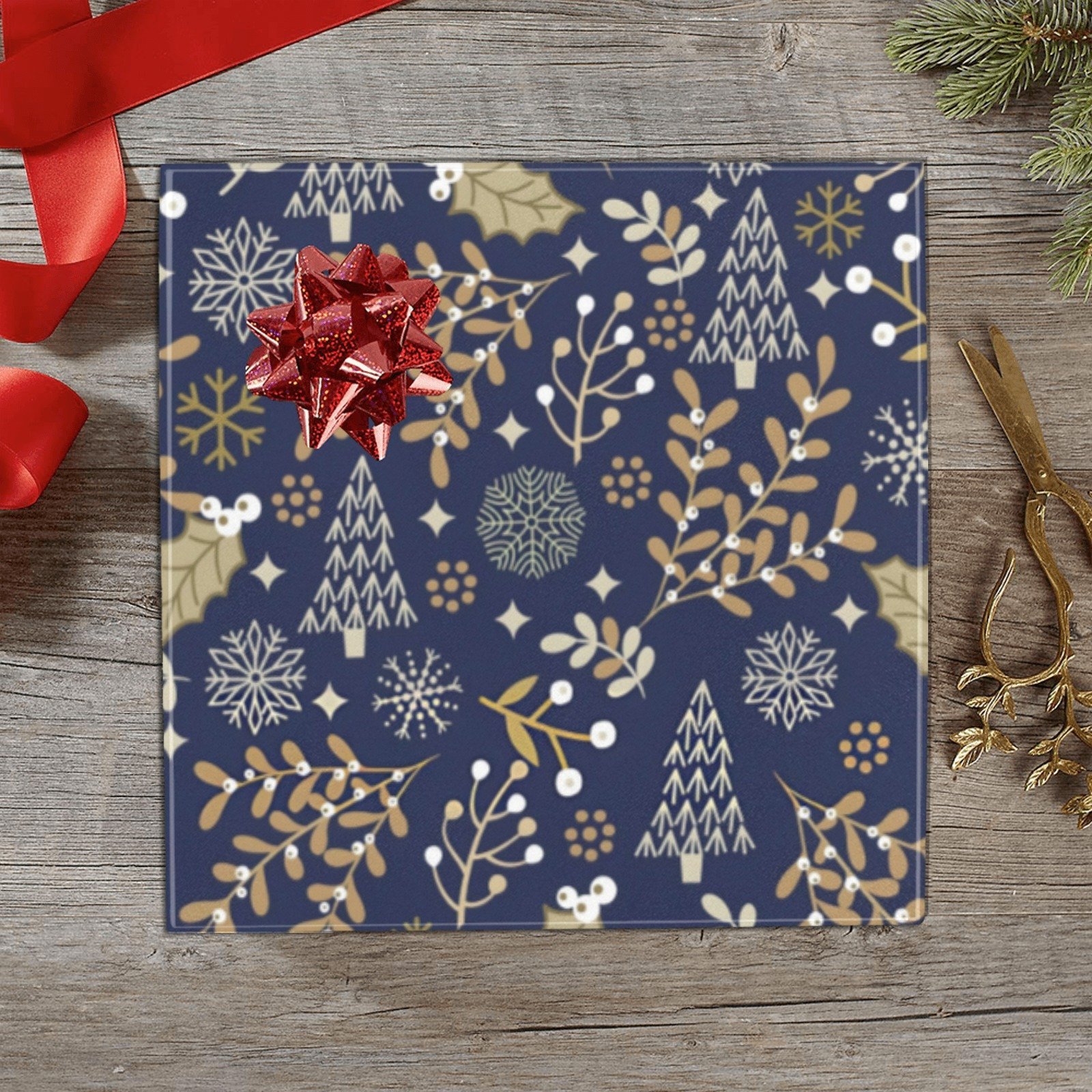 Christmas Wrapping Paper | Holiday Gift Wrap | Gold Leaf 58" x 23" (1–5 Rolls)