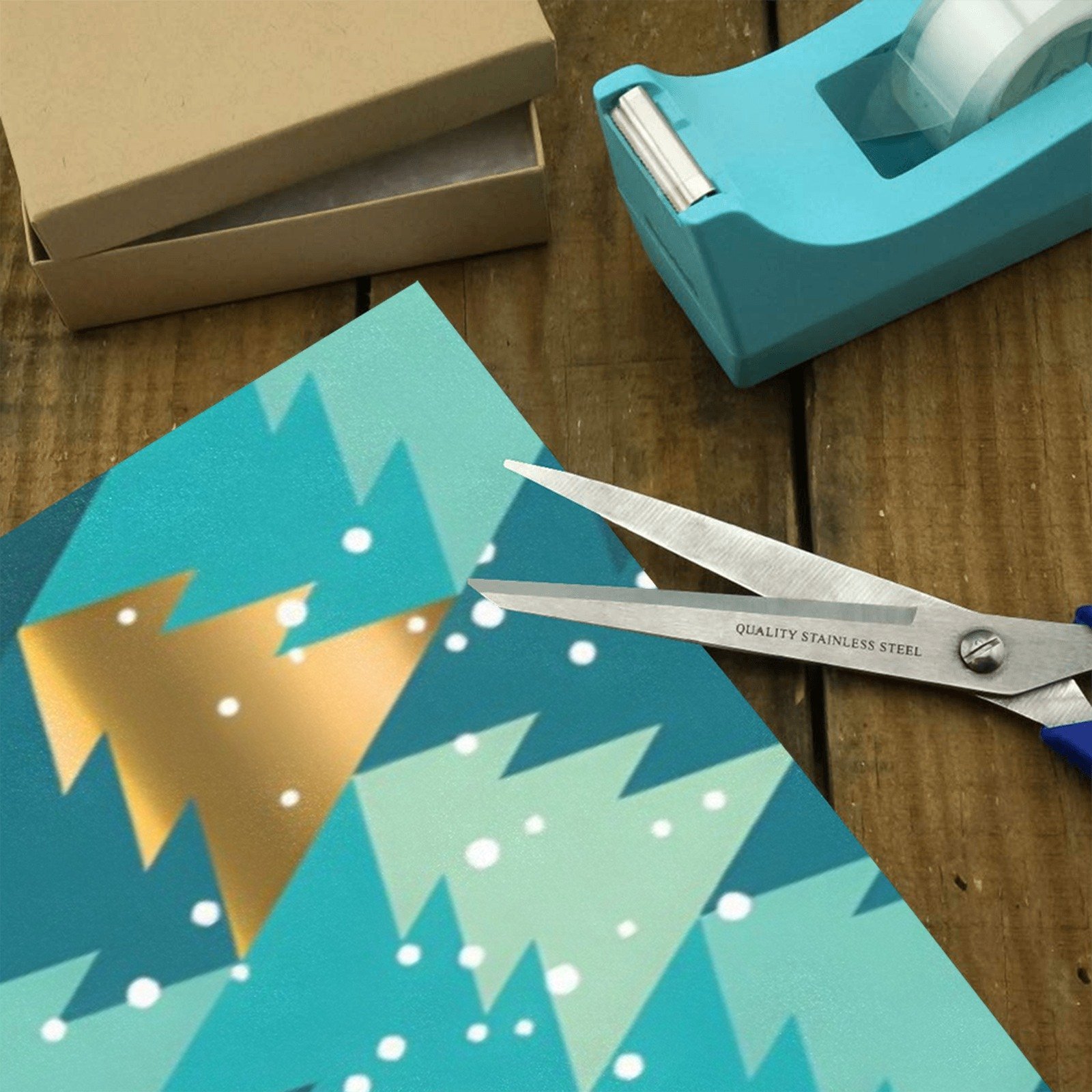 Christmas Wrapping Paper | Holiday Gift Wrap | Teal Trees 58" x 23" (1–5 Rolls) - Image 3