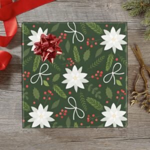Christmas Wrapping Paper | Holiday Gift Wrap | Floral Snow 58" x 23" (1–5 Rolls)