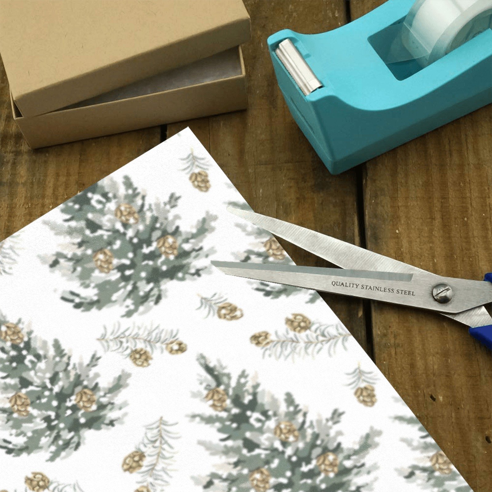 Christmas Wrapping Paper | Holiday Gift Wrap | Gold Pine 58" x 23" (1–5 Rolls) - Image 3