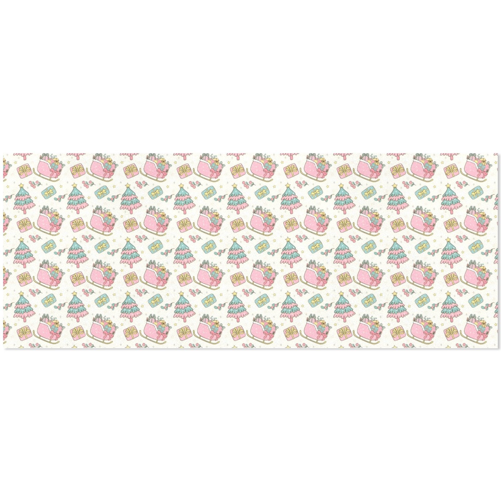 Christmas Wrapping Paper | Holiday Gift Wrap | Pink Sleigh 58" x 23" (1–5 Rolls) - Image 4