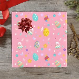 Christmas Wrapping Paper | Holiday Gift Wrap | Pink Easter Eggs – 1, 2, 3, 4 or 5 Rolls
