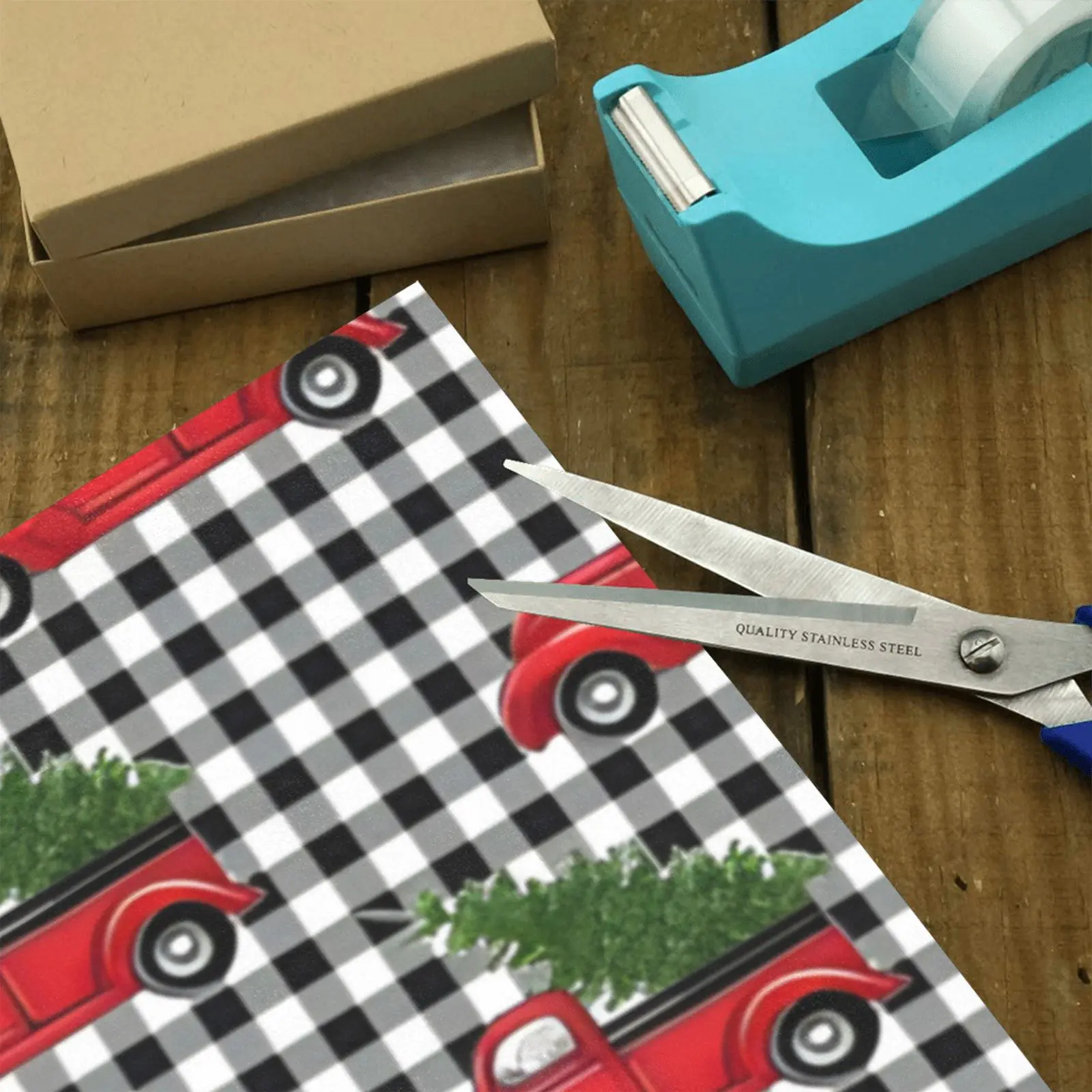 Wrapping
Paper Gift Wrap – Plaid Christmas Truck – 1, 2, 3, 4 or 5 Rolls - Image 4
