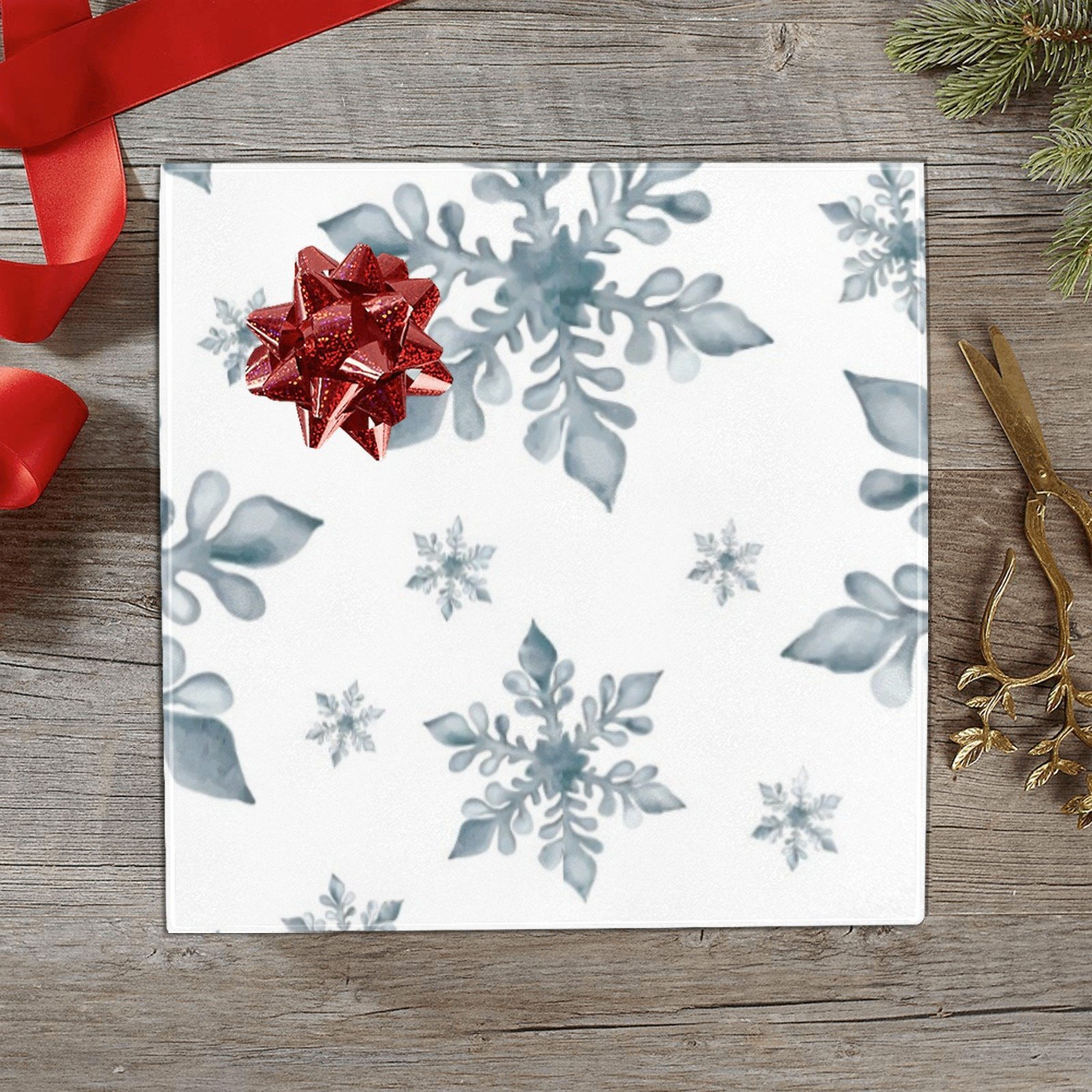 Christmas Wrapping Paper | Holiday Gift Wrap | Stencil Flakes 58" x 23" (1–5 Rolls)