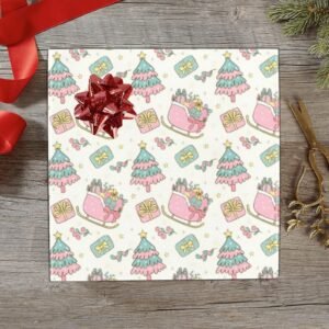 Christmas Wrapping Paper | Holiday Gift Wrap | Pink Sleigh 58" x 23" (1–5 Rolls)