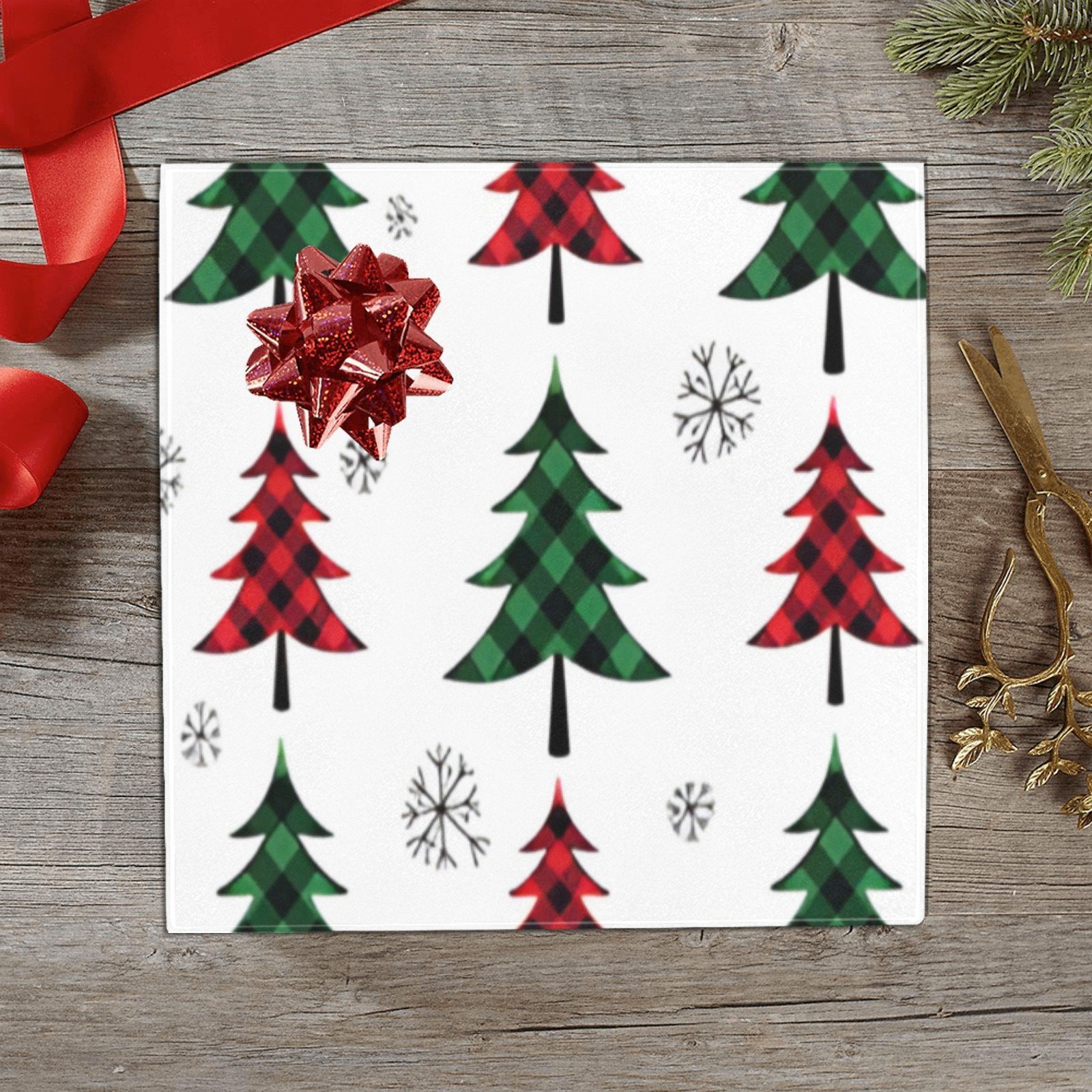 Wrapping
Paper Gift Wrap – Buffalo Plaid Christmas Trees – 1, 2, 3, 4 or 5 Rolls