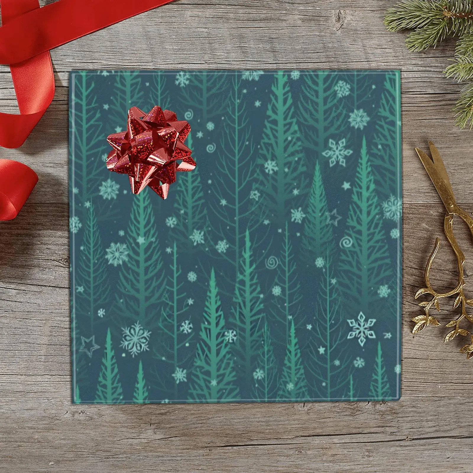 Christmas Wrapping Paper | Holiday Gift Wrap | Blue Forest 58" x 23" (1–5 Rolls)