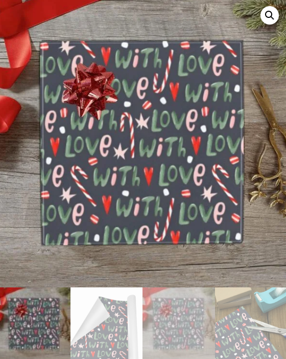 Christmas Wrapping Paper | Holiday Gift Wrap | With Love 58" x 23" (1–5 Rolls) - Image 5
