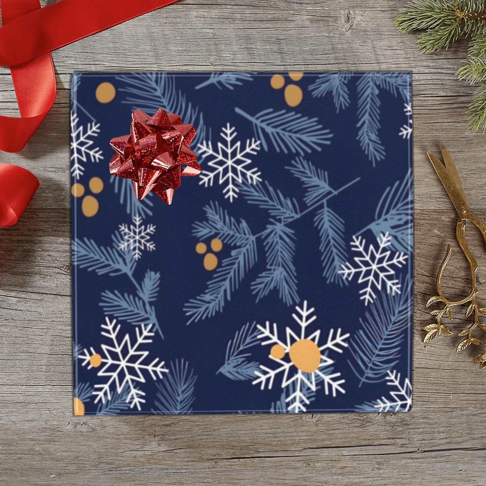 Christmas Wrapping Paper | Holiday Gift Wrap | Navy Pines 58" x 23" (1–5 Rolls)