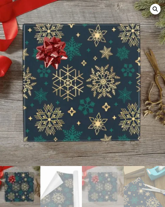 Christmas Wrapping Paper | Holiday Gift Wrap | Green Gold 58" x 23" (1–5 Rolls) - Image 5