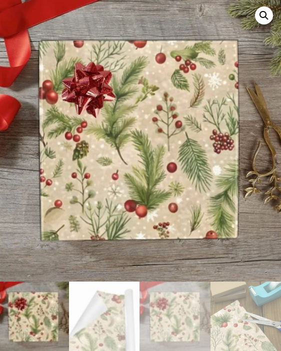 Christmas Wrapping Paper | Holiday Gift Wrap | Cranberry 58" x 23" (1–5 Rolls) - Image 5
