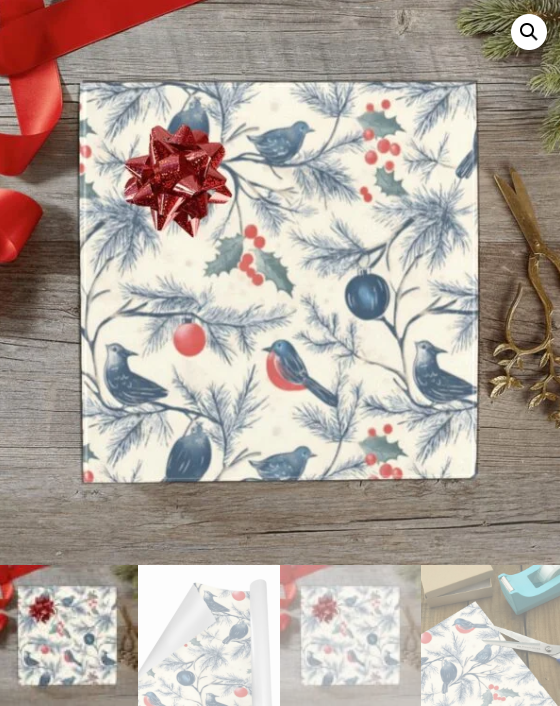 Christmas Wrapping Paper | Holiday Gift Wrap | Snowbirds 58" x 23" (1–5 Rolls) - Image 5