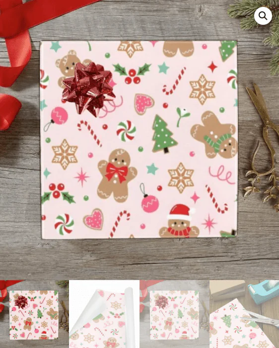 Christmas Wrapping Paper | Holiday Gift Wrap | Ginger Canes 58" x 23" (1–5 Rolls) - Image 5