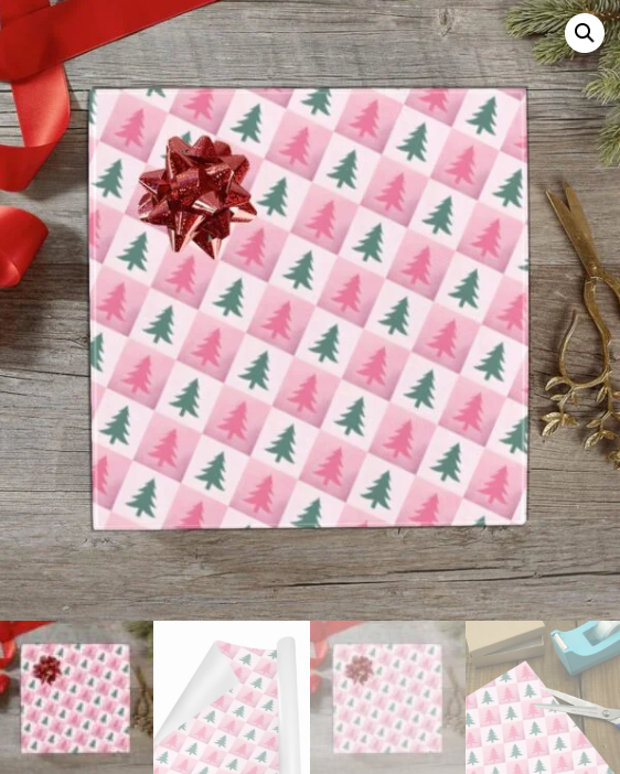 Christmas Wrapping Paper | Holiday Gift Wrap | Pink Pines 58" x 23" (1–5 Rolls) - Image 5