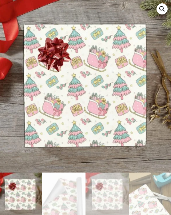 Christmas Wrapping Paper | Holiday Gift Wrap | Pink Sleigh 58" x 23" (1–5 Rolls) - Image 5