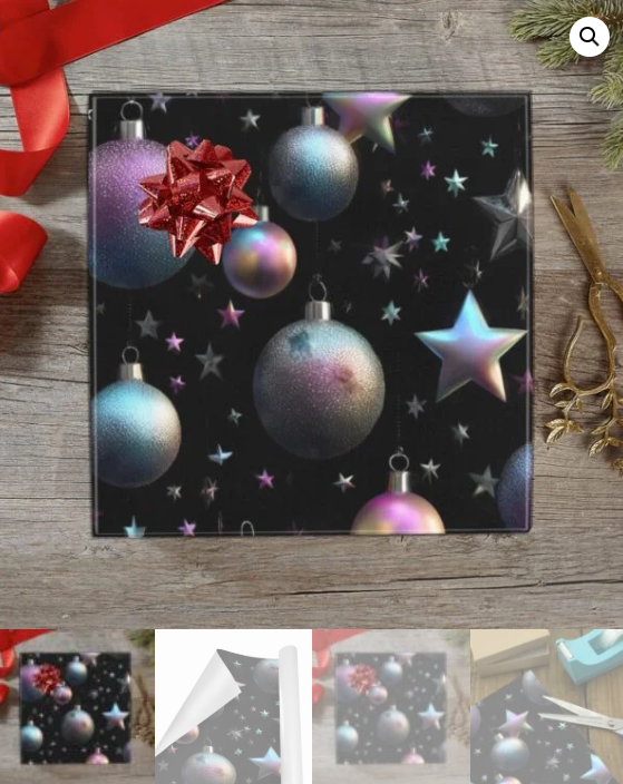Christmas Wrapping Paper | Holiday Gift Wrap | Ornament Galaxy 58" x 23" (1–5 Rolls) - Image 5