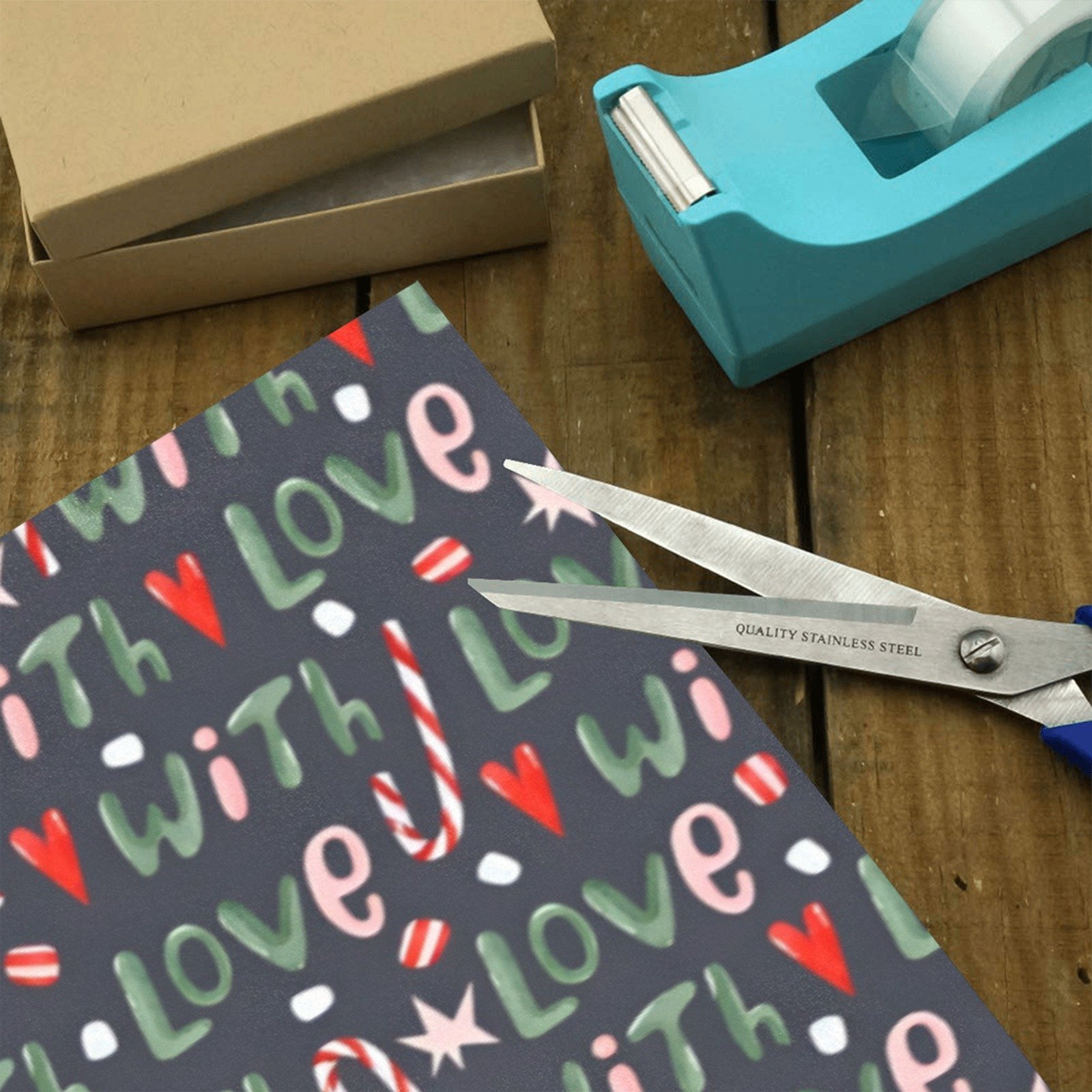 Christmas Wrapping Paper | Holiday Gift Wrap | With Love 58" x 23" (1–5 Rolls) - Image 3