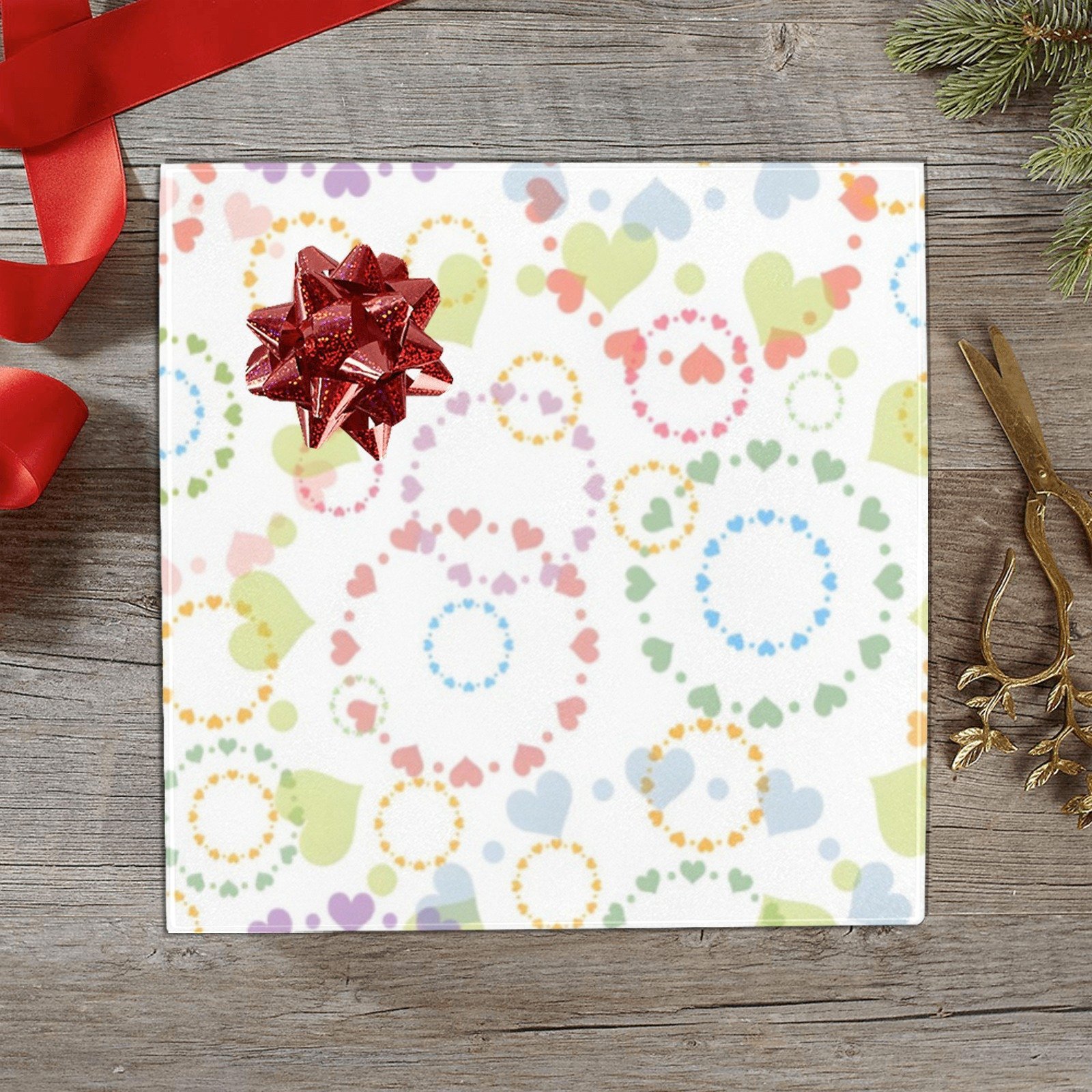 Christmas Wrapping Paper | Holiday Gift Wrap | Pastel Hearts – 1, 2, 3, 4 or 5 Rolls