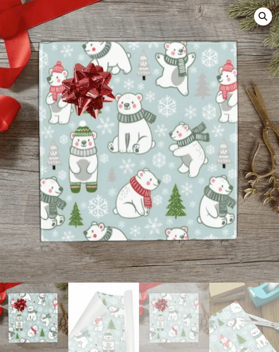 Christmas Wrapping Paper | Holiday Gift Wrap | Polar Friends 58" x 23" (1–5 Rolls) - Image 5