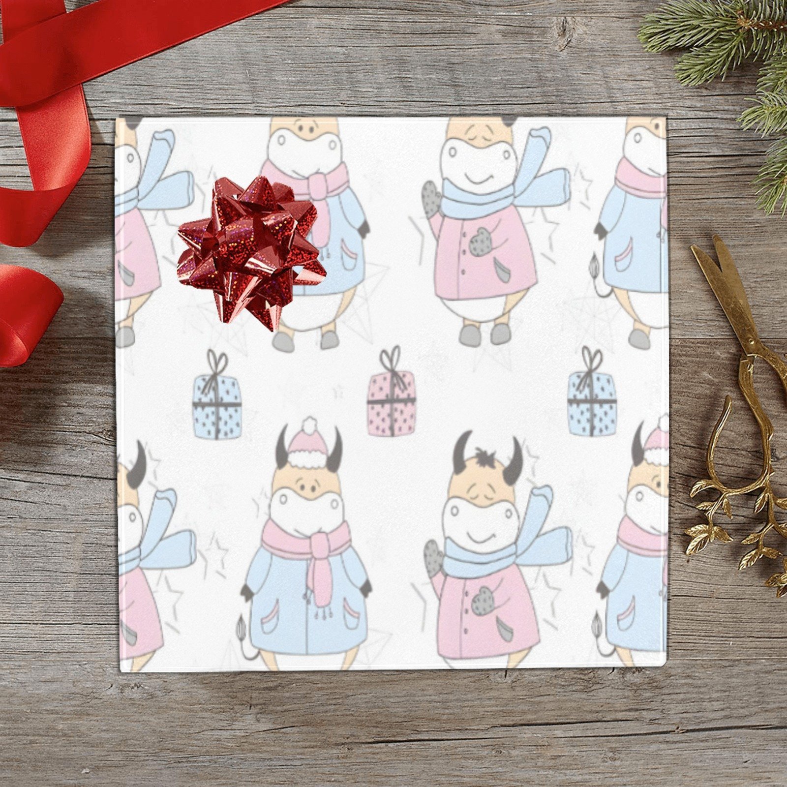 Wrapping
Paper Gift Wrap – Christmas Bulls – 1, 2, 3, 4 or 5 Rolls