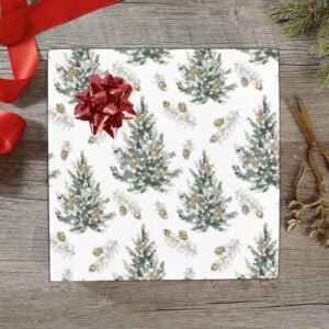 Christmas Wrapping Paper | Holiday Gift Wrap | Gold Pine 58" x 23" (1–5 Rolls)