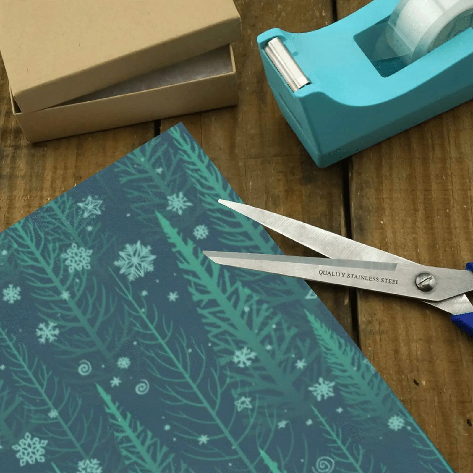 Christmas Wrapping Paper | Holiday Gift Wrap | Blue Forest 58" x 23" (1–5 Rolls) - Image 3