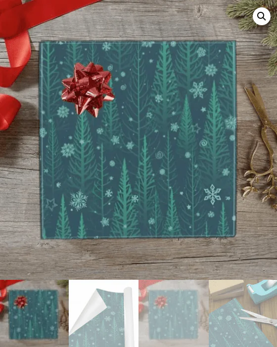 Christmas Wrapping Paper | Holiday Gift Wrap | Blue Forest 58" x 23" (1–5 Rolls) - Image 5