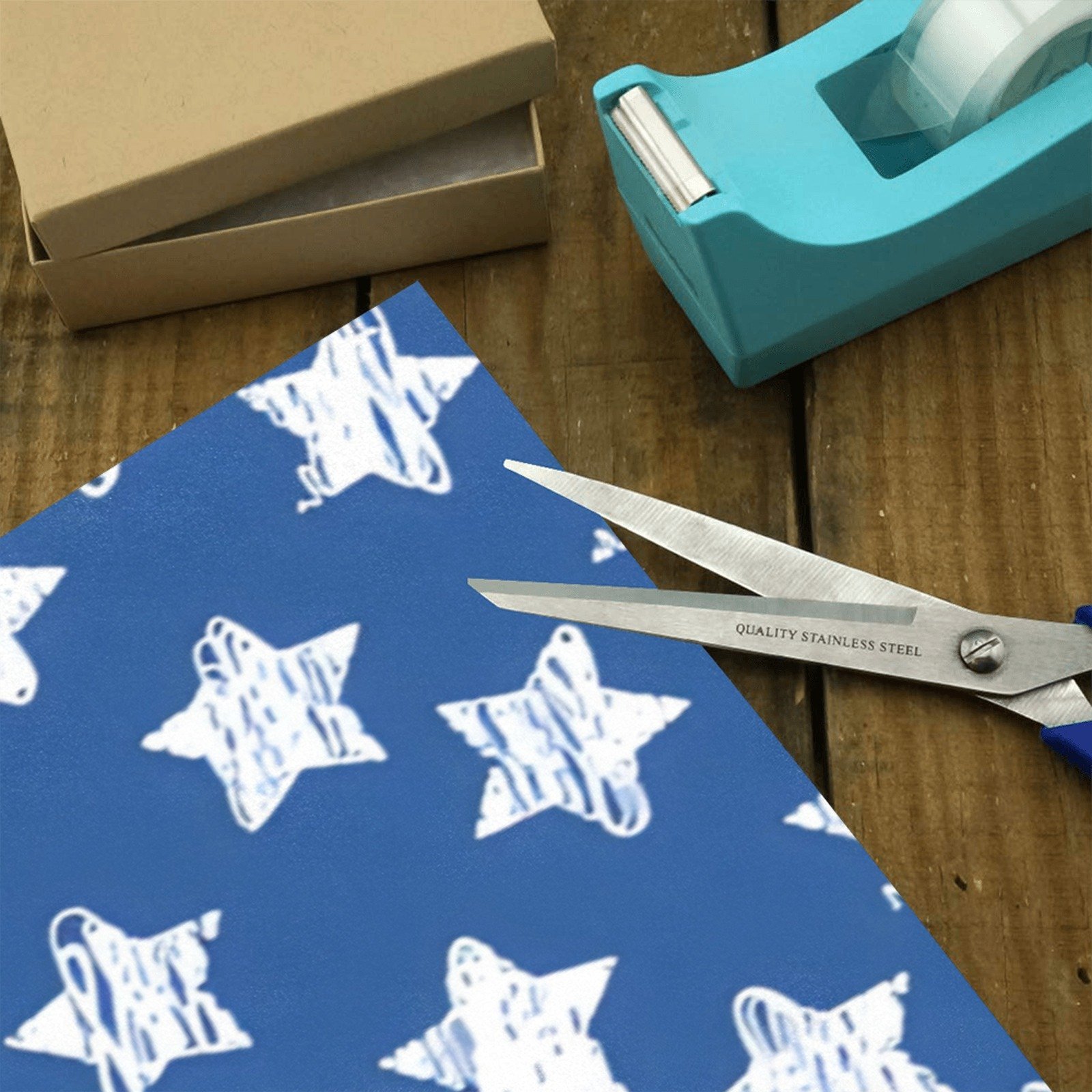 Wrapping
Paper Gift Wrap – Blue Stars – 1, 2, 3, 4 or 5 Rolls - Image 4