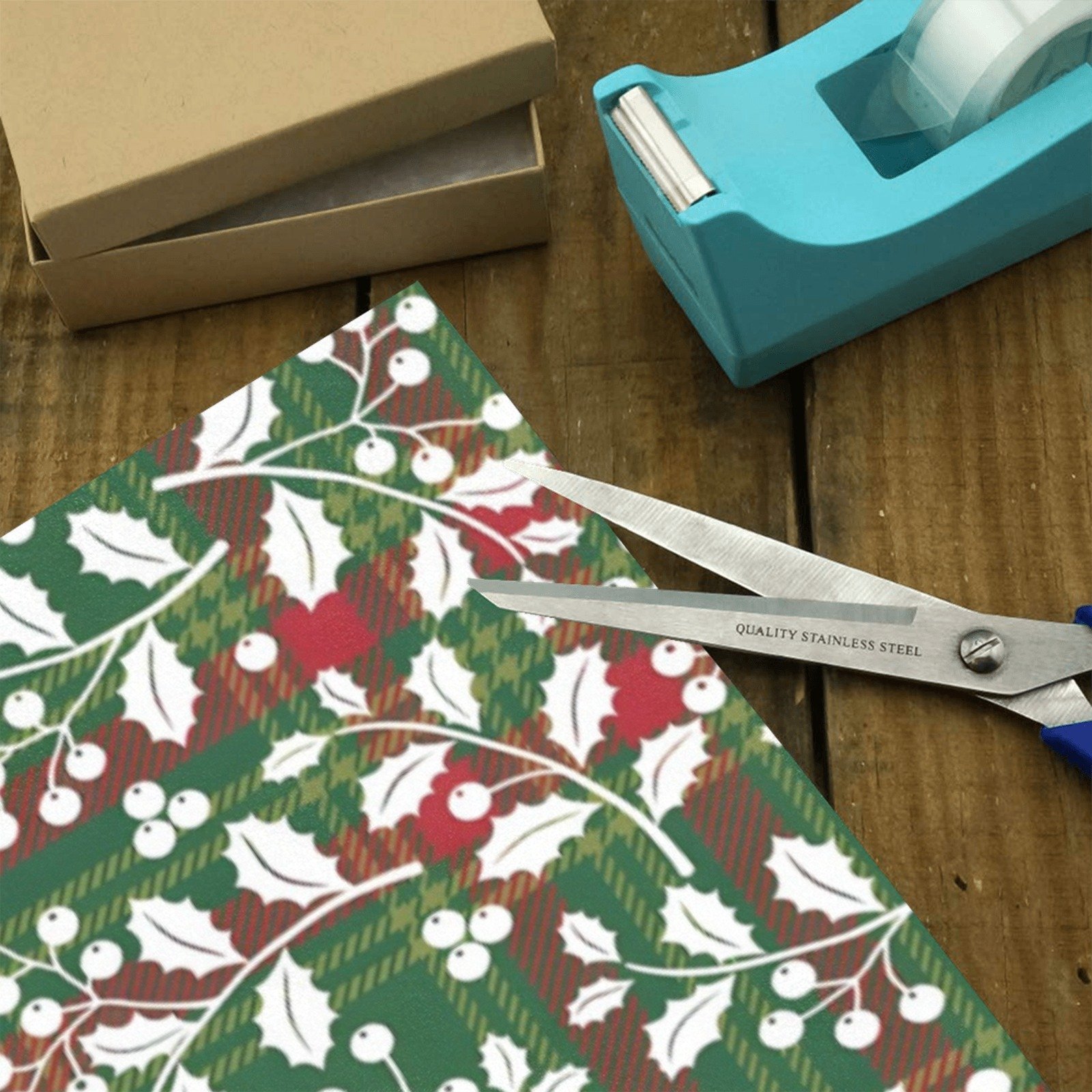 Christmas Wrapping Paper | Holiday Gift Wrap | Buffalo Holly 58" x 23" (1–5 Rolls) - Image 3