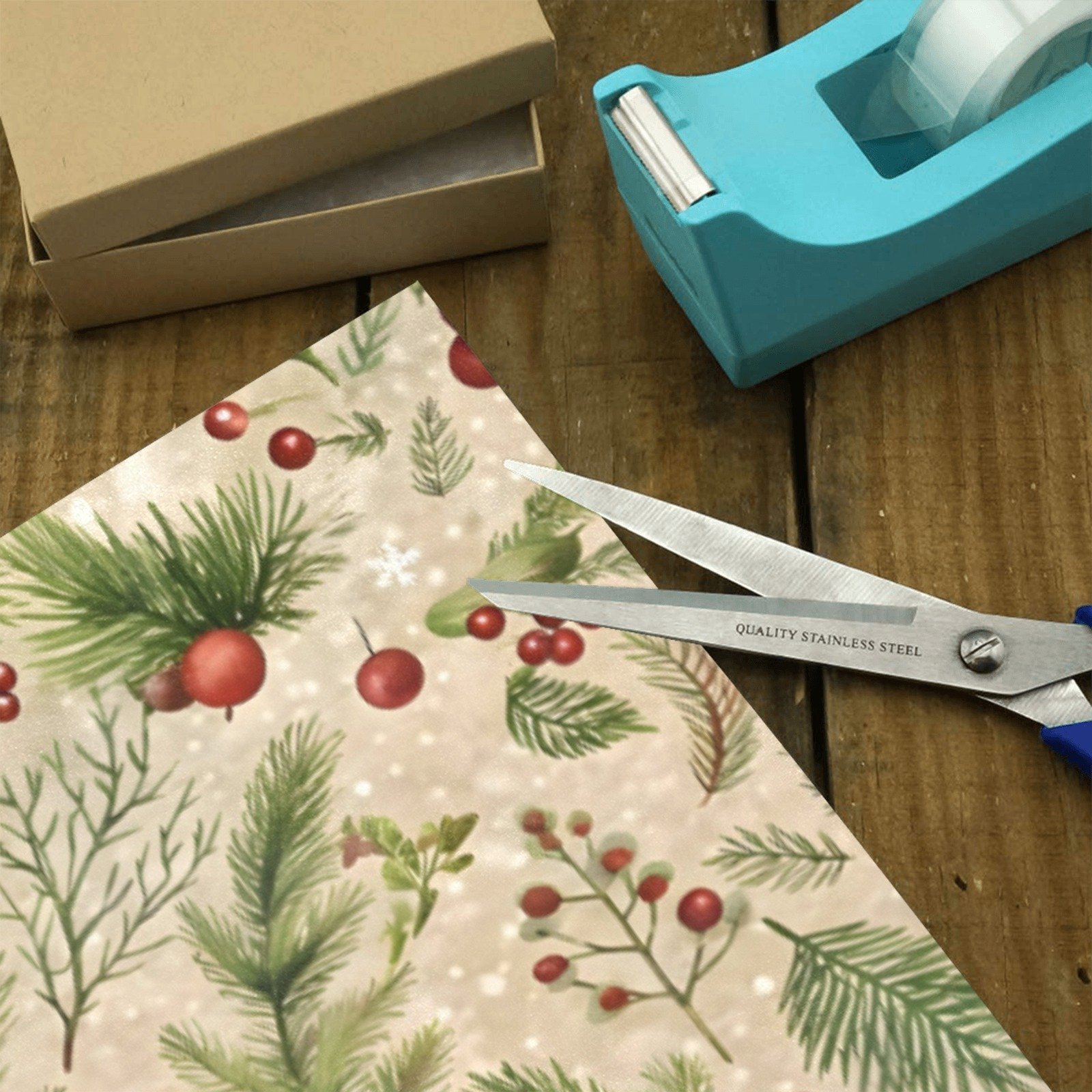 Christmas Wrapping Paper | Holiday Gift Wrap | Cranberry 58" x 23" (1–5 Rolls) - Image 3