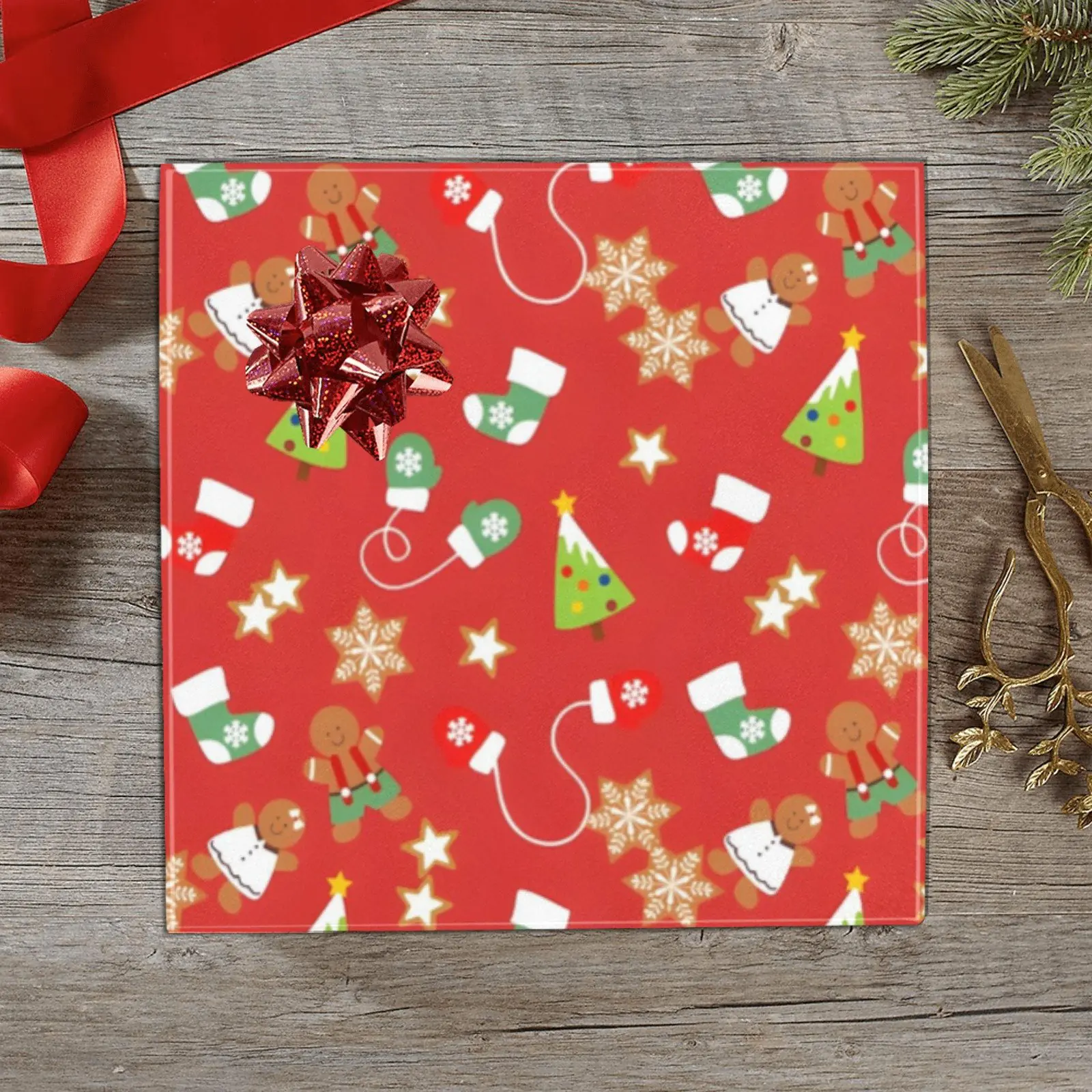Christmas Wrapping Paper | Holiday Gift Wrap | Green Socks 58" x 23" (1–5 Rolls)