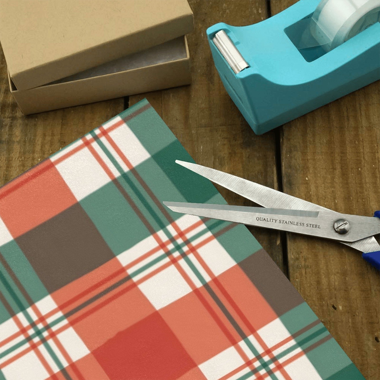 Christmas Wrapping Paper | Holiday Gift Wrap | Santa Plaid 58" x 23" (1–5 Rolls) - Image 3
