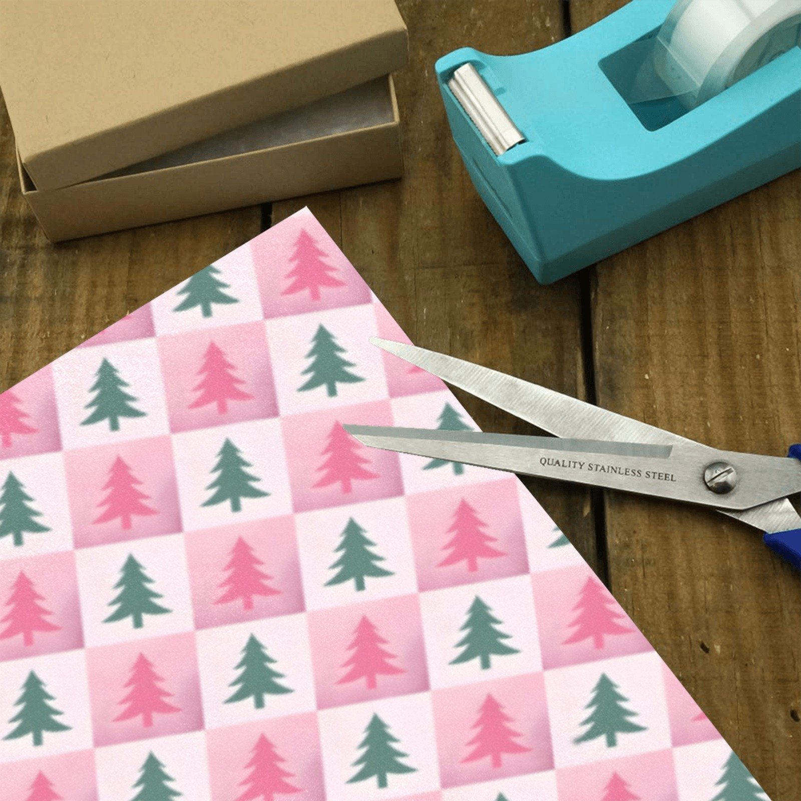 Christmas Wrapping Paper | Holiday Gift Wrap | Pink Pines 58" x 23" (1–5 Rolls) - Image 3