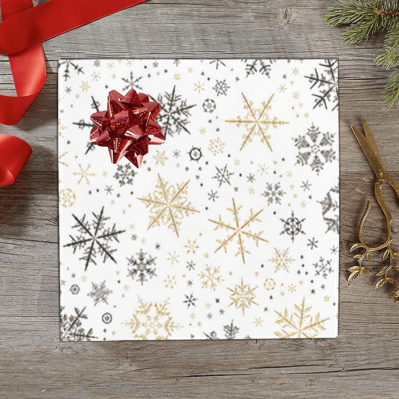 Wrapping
Paper Gift Wrap – Brown Gold Snowflakes – 1, 2, 3, 4 or 5 Rolls