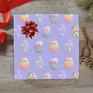 Christmas Wrapping Paper | Holiday Gift Wrap | Purple Easter Eggs – 1, 2, 3, 4 or 5 Rolls