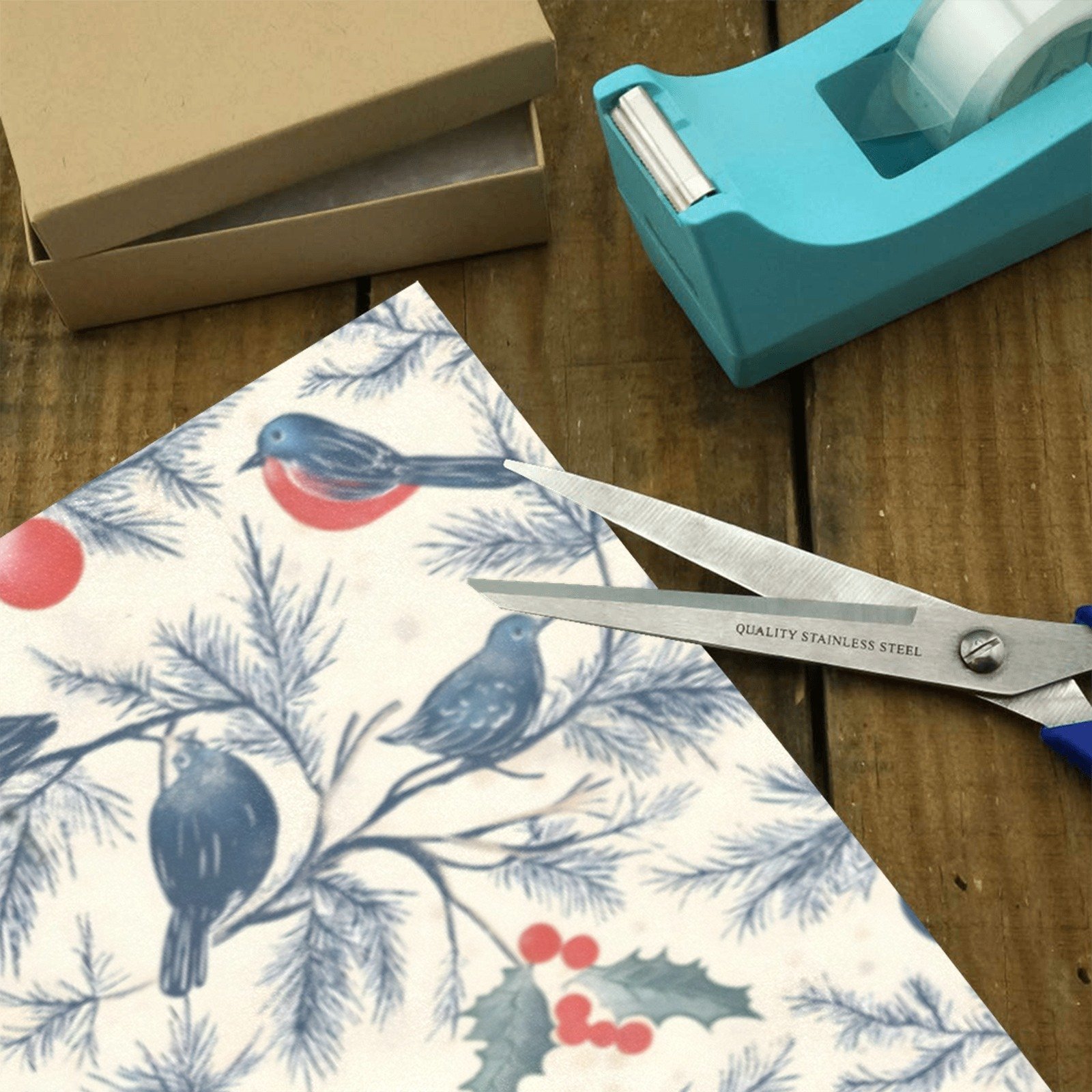 Christmas Wrapping Paper | Holiday Gift Wrap | Snowbirds 58" x 23" (1–5 Rolls) - Image 3