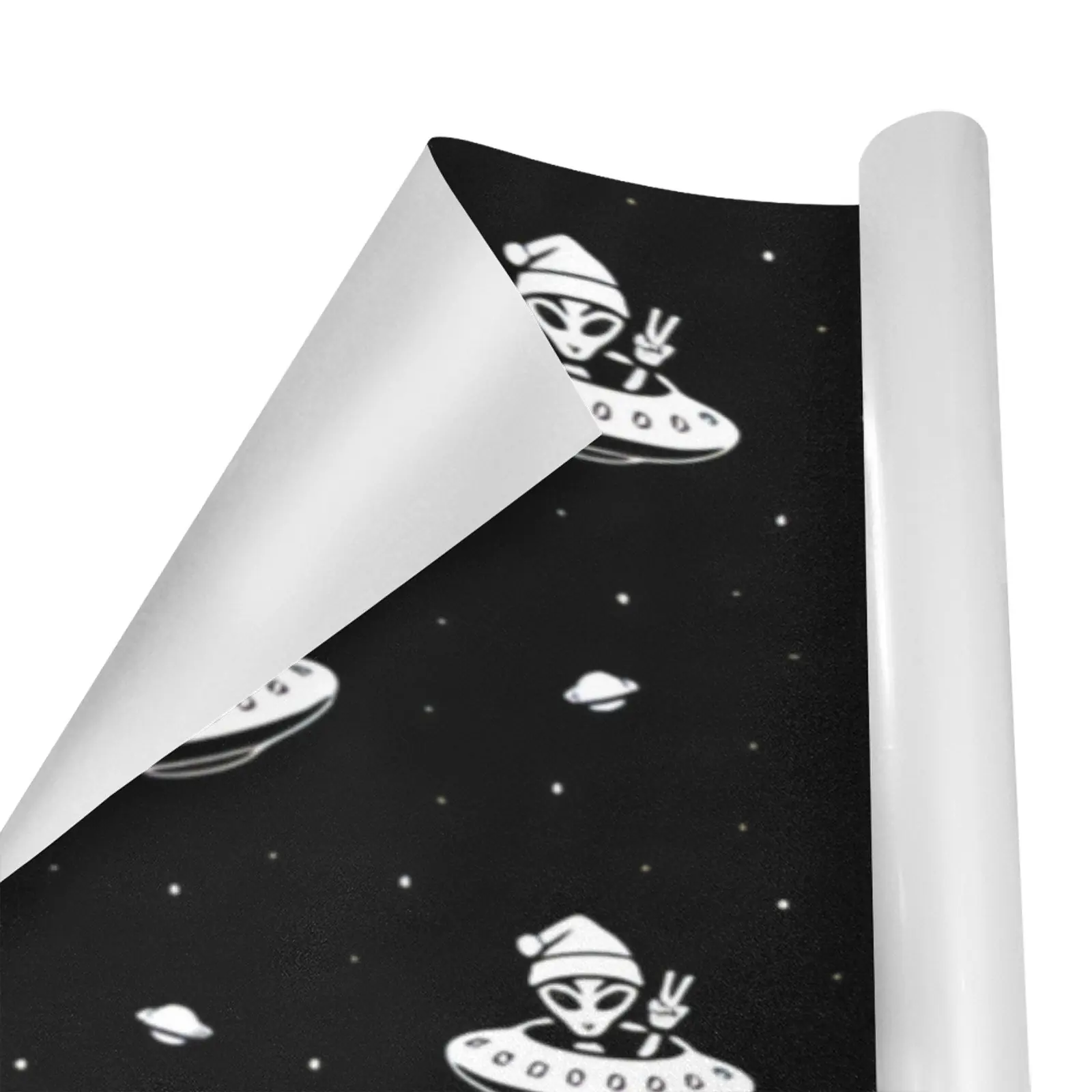 Wrapping
  Paper Gift Wrap – Alien Santa Hat B/W – 1, 2, 3, 4 or 5 Rolls - Image 2