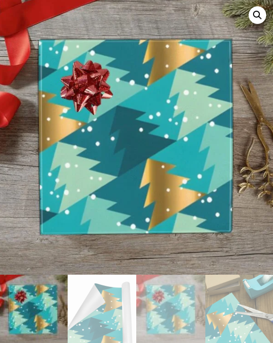 Christmas Wrapping Paper | Holiday Gift Wrap | Teal Trees 58" x 23" (1–5 Rolls) - Image 5