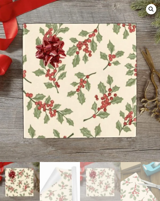 Christmas Wrapping Paper | Holiday Gift Wrap | Berries 58" x 23" (1–5 Rolls) - Image 5