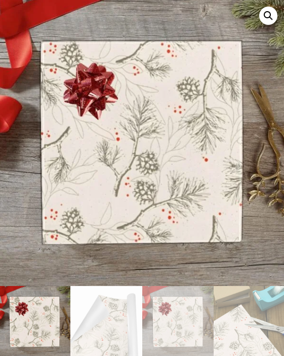 Christmas Wrapping Paper | Holiday Gift Wrap | Pine Berry 58" x 23" (1–5 Rolls) - Image 5