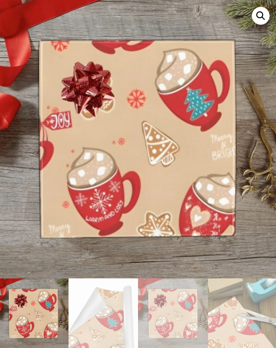 Christmas Wrapping Paper | Holiday Gift Wrap | Mocha 58" x 23" (1–5 Rolls) - Image 5