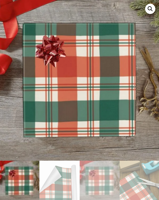 Christmas Wrapping Paper | Holiday Gift Wrap | Santa Plaid 58" x 23" (1–5 Rolls) - Image 5