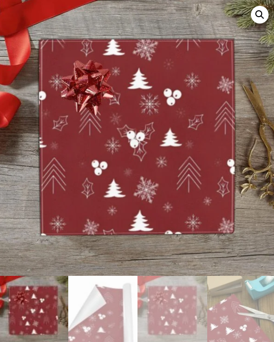 Christmas Wrapping Paper | Holiday Gift Wrap | Burgundy Holly 58" x 23" (1–5 Rolls) - Image 5
